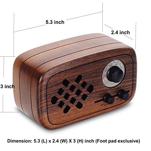 Rerii Bluetooth Speaker, Handmade Walnut Wood Retro Small Bluetooth Radio FM AM, Portable Wireless Speakers for Home and Office