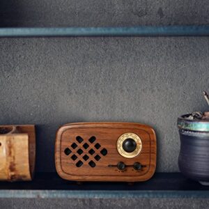 Rerii Bluetooth Speaker, Handmade Walnut Wood Retro Small Bluetooth Radio FM AM, Portable Wireless Speakers for Home and Office