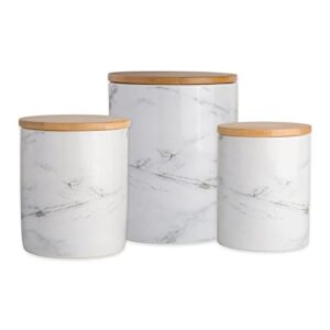 dii kitchen accessories collection ceramic, canister set, 4.5 cup/3 cup/1.25 cup, white marble