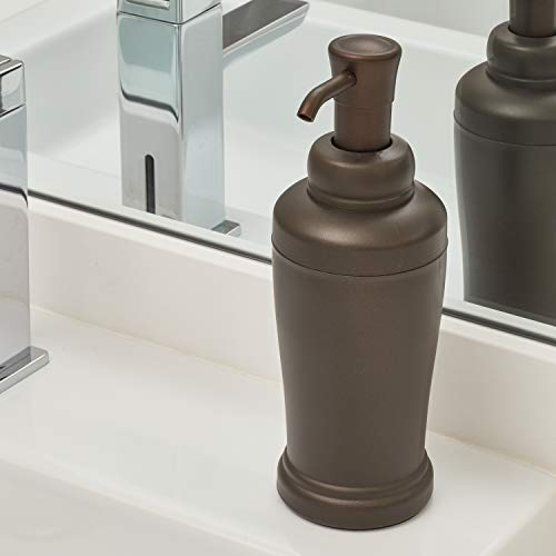 iDesign 93780 Kent Plastic Liquid Soap Pump and Lotion Dispenser for Kitchen, Bathroom, Sink, Vanity, 3.46" x 3.46" x 8.43", Bronze