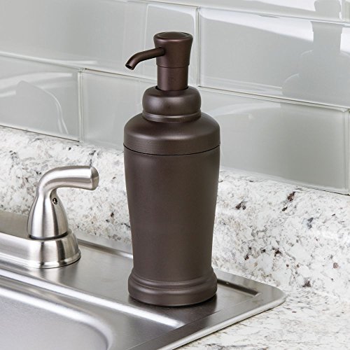 iDesign 93780 Kent Plastic Liquid Soap Pump and Lotion Dispenser for Kitchen, Bathroom, Sink, Vanity, 3.46" x 3.46" x 8.43", Bronze