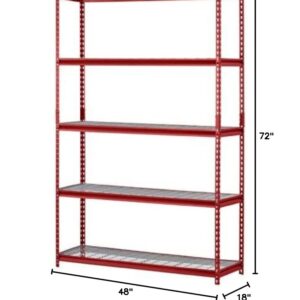 Muscle Rack UR602472WD5-R 5-Shelf Steel Shelving Unit, 60" Width x 72" Height x 24" Length, Red