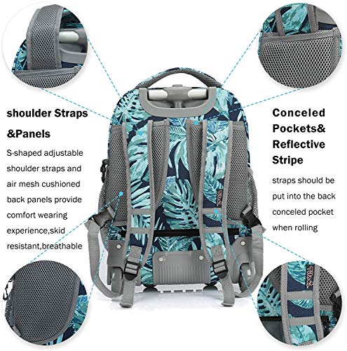 Tilami Rolling Backpack Laptop 18 inch with Lunch Bag, Rainforest