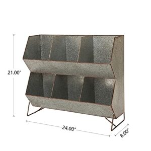 glitzhome Galvanized Metal 6 Bins Organizer Standing Storage Shelf Home Decor