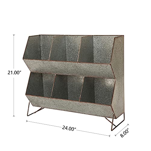 glitzhome Galvanized Metal 6 Bins Organizer Standing Storage Shelf Home Decor