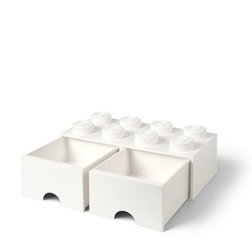 Room Copenhagen LEGO Brick Drawer, 8 Knobs, 2 Drawers, Stackable Storage Box, White