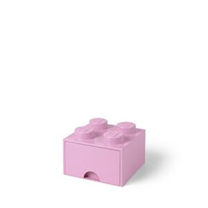 room copenhagen lego brick drawer, 4 knobs, 1 drawer, stackable storage box, light pink
