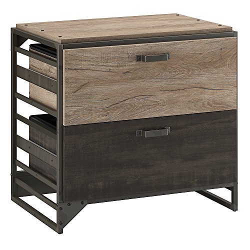 Bush Furniture Refinery Lateral File, Rustic Gray/Charred Wood