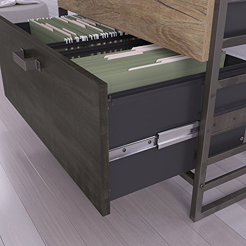 Bush Furniture Refinery Lateral File, Rustic Gray/Charred Wood