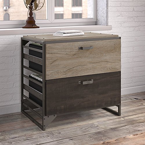 Bush Furniture Refinery Lateral File, Rustic Gray/Charred Wood