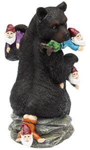 ccoqus garden gnome massacre - 10" bear eating gnomes outdoor statues, funny garden decor lawn patio art sculpture