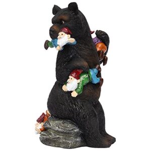 CCOQUS Garden Gnome Massacre - 10" Bear Eating Gnomes Outdoor Statues, Funny Garden Decor Lawn Patio Art Sculpture