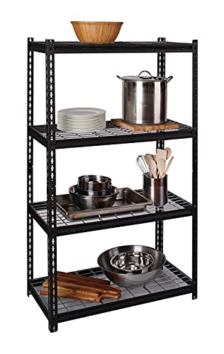 Iron Horse 2300 Deck Wire Shelving Unit, 4 Shelf, 18" X 36" X 60", Black, 18"D x 36"W x 60"H, Black & Zinc