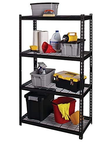 Iron Horse 2300 Deck Wire Shelving Unit, 4 Shelf, 18" X 36" X 60", Black, 18"D x 36"W x 60"H, Black & Zinc