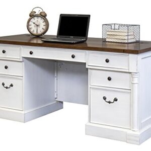 Martin Furniture Durham Double Pedestal Executive Desk, White