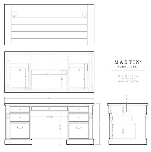 Martin Furniture Durham Double Pedestal Executive Desk, White