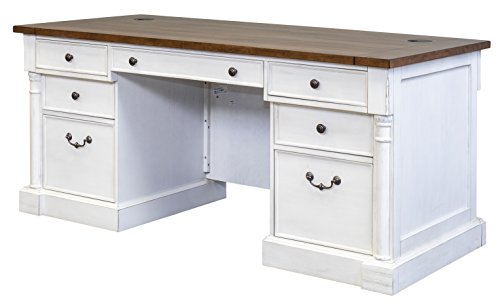 Martin Furniture Durham Double Pedestal Executive Desk, White