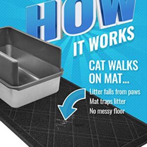 Iprimio Cat Litter Box Mat 42x36 Black | Cat Litter Trapping Mat, Mesh Mat Catches Litter, Repels Odor, Easy Clean Non Slip Kitty Litter Trapper Mats
