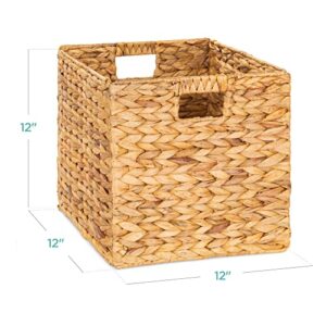 Best Choice Products 12x12in Hyacinth Baskets, Rustic Set Of 5 Multipurpose Collapsible Storage Organizer, Handwoven Laundry Totes for Bedroom, Living Room, Bathroom, Shelves w/Inserts - Natural