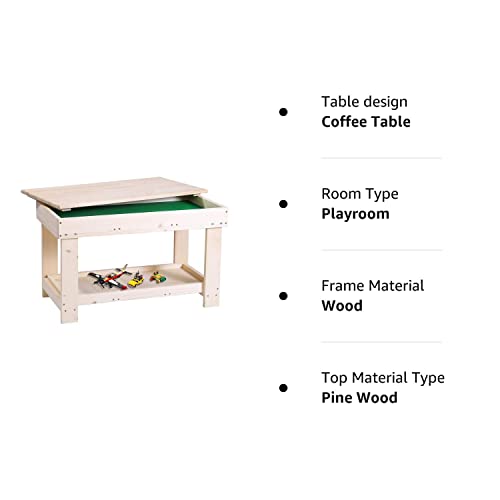 YouHi Kids Activity Table with Board and Storage for Bricks Activity Play Table (Wood Color)