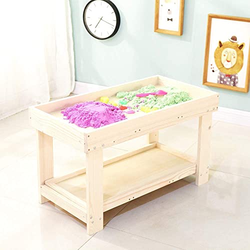 YouHi Kids Activity Table with Board and Storage for Bricks Activity Play Table (Wood Color)