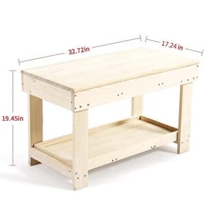 YouHi Kids Activity Table with Board and Storage for Bricks Activity Play Table (Wood Color)