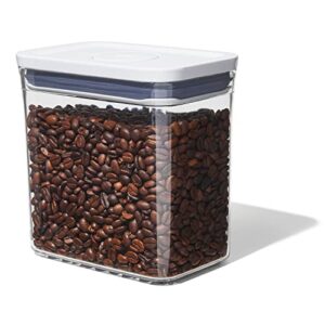 oxo good grips pop container – airtight 1.7 qt for coffee and more food storage, rectangle, clear