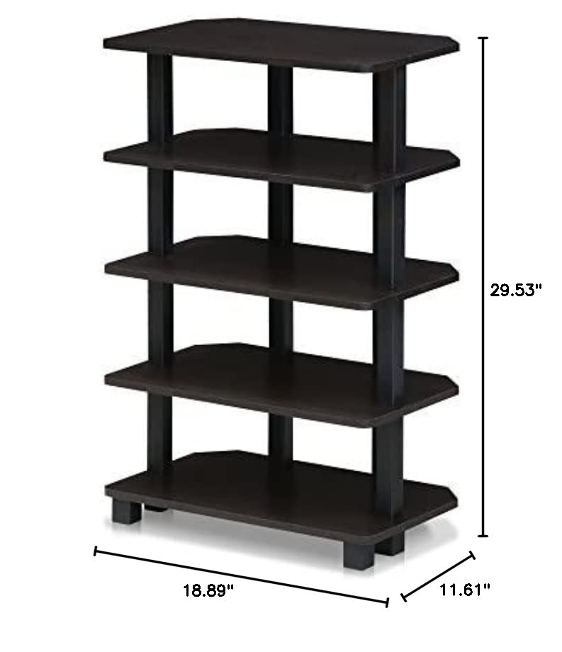 Furinno Turn-N-Tube 5-Tier Corner Storage Shelf, Espresso