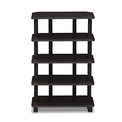 Furinno Turn-N-Tube 5-Tier Corner Storage Shelf, Espresso