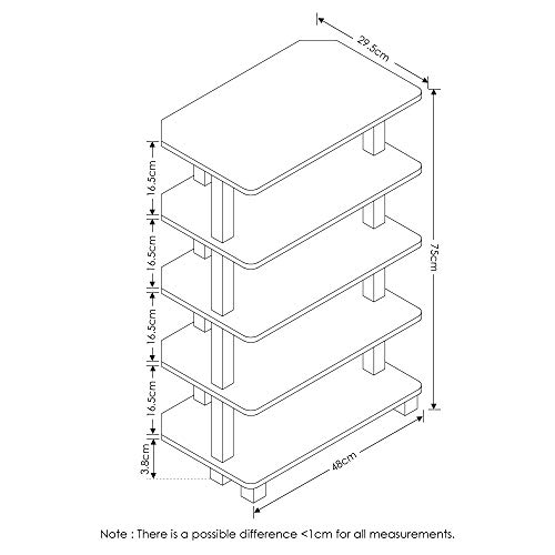 Furinno Turn-N-Tube 5-Tier Corner Storage Shelf, Espresso