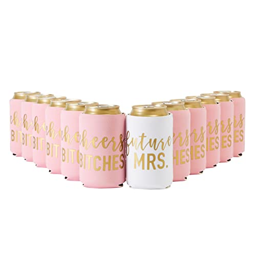 12 oz Insulated Beer Can Cooler Sleeves for Bachelorette Party Favors, Cheers Bitches, Future Mrs (12 Pack)