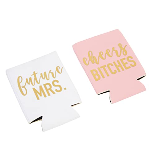 12 oz Insulated Beer Can Cooler Sleeves for Bachelorette Party Favors, Cheers Bitches, Future Mrs (12 Pack)