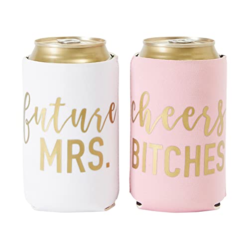 12 oz Insulated Beer Can Cooler Sleeves for Bachelorette Party Favors, Cheers Bitches, Future Mrs (12 Pack)