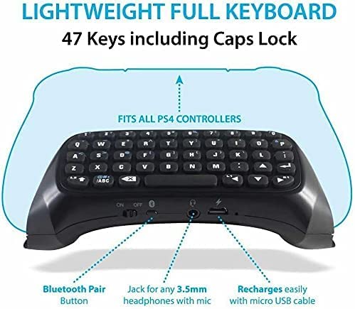 Prodico PS4 Keyboard 2.4G Wireless Chatpad for PS4 Controller Update Version