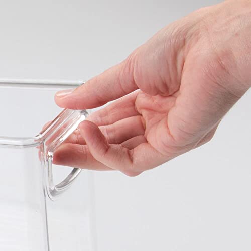 mDesign Plastic Long Stackable Storage Organizer Container, Organization Bin w/Handles for Kitchen, Pantry, Fridge, Freezer, Cabinet, Perfect to Hold Breast Milk - Ligne Collection - 4 Pack, Clear