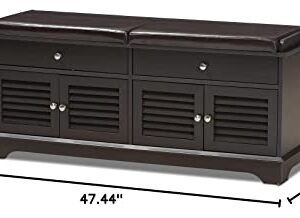 Baxton Studio Laertes Modern and Contemporary Dark Brown Wood 2-Drawer Shoe Storage Bench