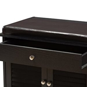 Baxton Studio Laertes Modern and Contemporary Dark Brown Wood 2-Drawer Shoe Storage Bench