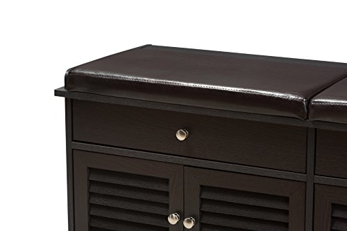 Baxton Studio Laertes Modern and Contemporary Dark Brown Wood 2-Drawer Shoe Storage Bench