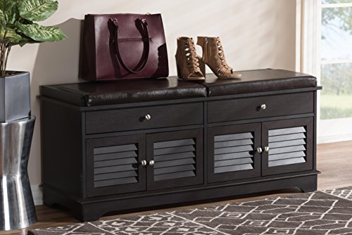 Baxton Studio Laertes Modern and Contemporary Dark Brown Wood 2-Drawer Shoe Storage Bench