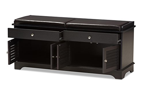 Baxton Studio Laertes Modern and Contemporary Dark Brown Wood 2-Drawer Shoe Storage Bench