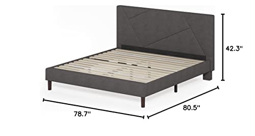 ZINUS Judy Upholstered Platform Bed Frame / Mattress Foundation / Wood Slat Support / No Box Spring Needed / Easy Assembly, King