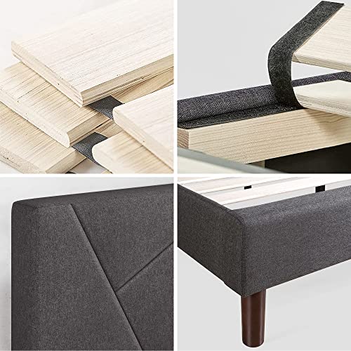 ZINUS Judy Upholstered Platform Bed Frame / Mattress Foundation / Wood Slat Support / No Box Spring Needed / Easy Assembly, King