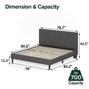 ZINUS Judy Upholstered Platform Bed Frame / Mattress Foundation / Wood Slat Support / No Box Spring Needed / Easy Assembly, King