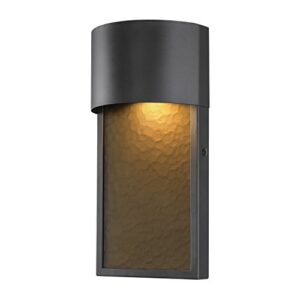 globe electric 44227 8.5w led integrated outdoor wall sconce, bronze finish, amber water glass accent, outdoor lighting modern, wall lighting, front porch décor, outdoor lighting, weatherproof