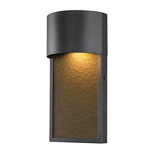 Globe Electric 44227 8.5W LED Integrated Outdoor Wall Sconce, Bronze Finish, Amber Water Glass Accent, Outdoor Lighting Modern, Wall Lighting, Front Porch Décor, Outdoor Lighting, Weatherproof