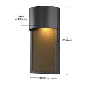 Globe Electric 44227 8.5W LED Integrated Outdoor Wall Sconce, Bronze Finish, Amber Water Glass Accent, Outdoor Lighting Modern, Wall Lighting, Front Porch Décor, Outdoor Lighting, Weatherproof