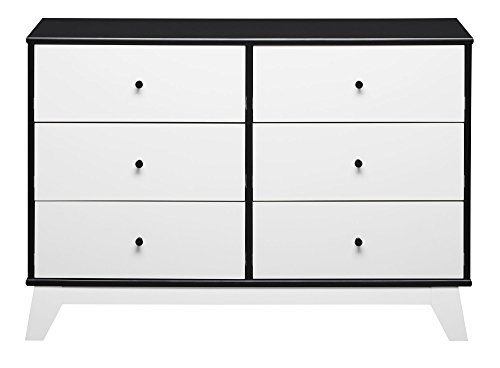 Little Seeds Rowan Valley Flint 6-Drawer Dresser, Black/White