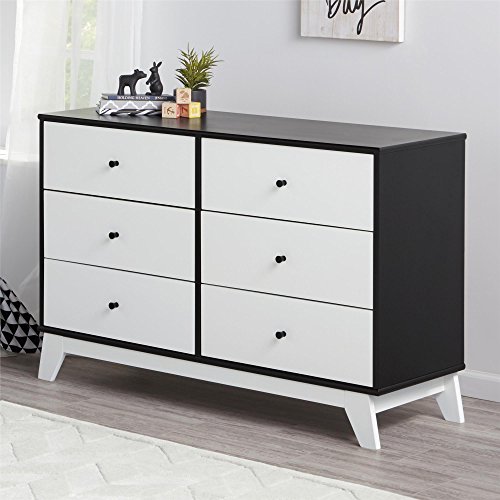 Little Seeds Rowan Valley Flint 6-Drawer Dresser, Black/White