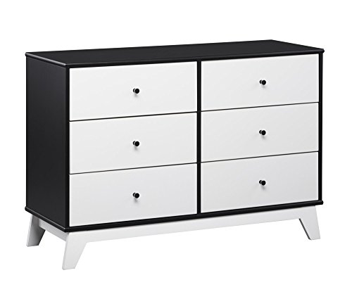 Little Seeds Rowan Valley Flint 6-Drawer Dresser, Black/White