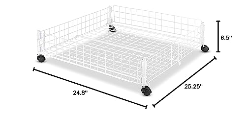 Whitmor Rolling White Wire Underbed Cart